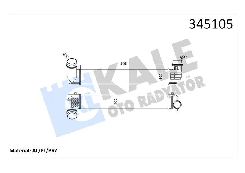 KALE RADYATOR TURBO RADYATÖRÜ INTERCOOLER KALE 345105