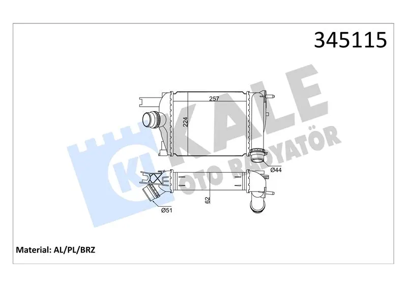 KALE RADYATOR TURBO RADYATÖRÜ INTERCOOLER KALE 345115