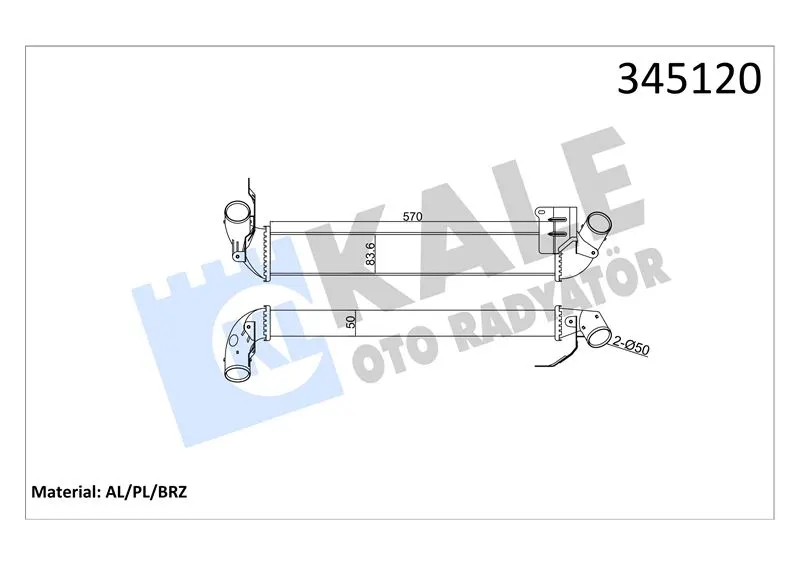 KALE RADYATOR TURBO RADYATÖRÜ INTERCOOLER KALE 345120