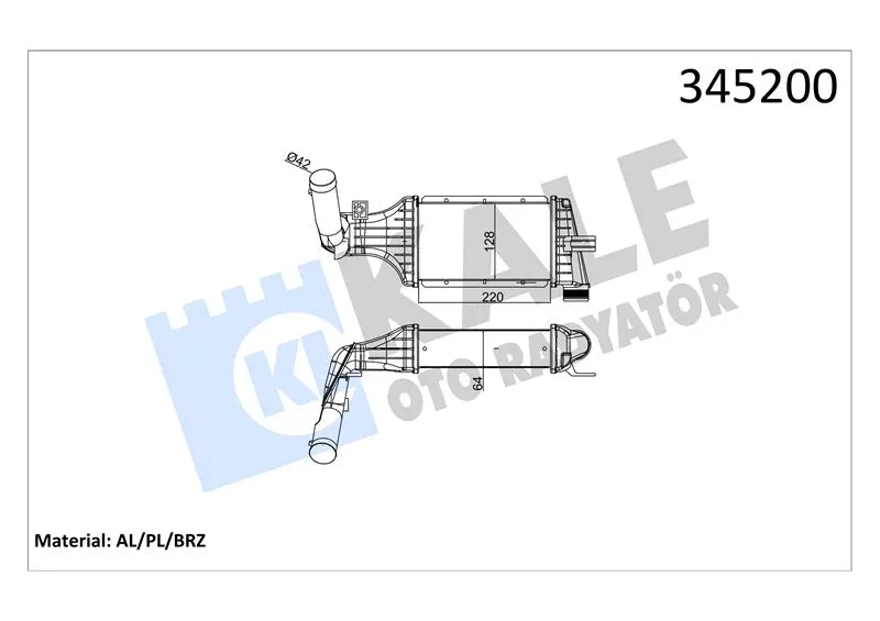 KALE RADYATOR TURBO RADYATÖRÜ INTERCOOLER KALE 345200