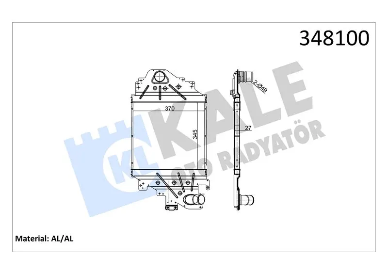 KALE RADYATOR TURBO RADYATÖRÜ INTERCOOLER KALE 348100