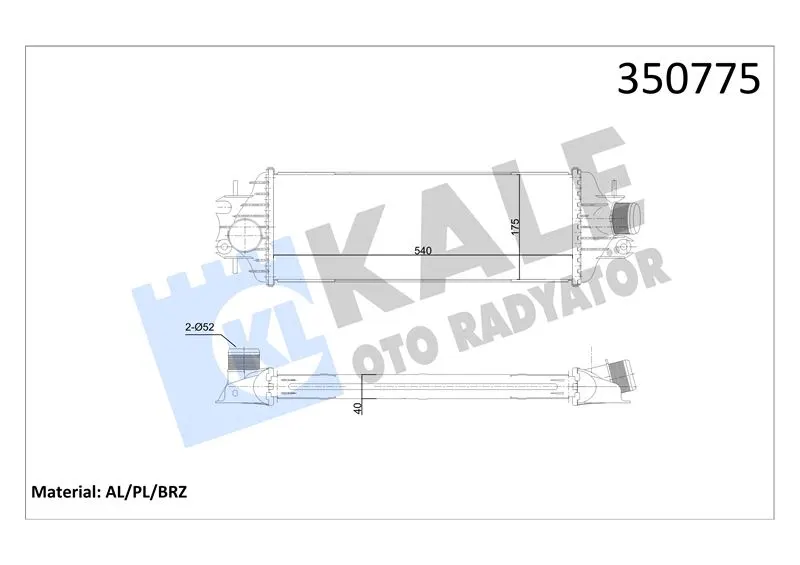 KALE RADYATOR TURBO RADYATÖRÜ INTERCOOLER KALE 350775