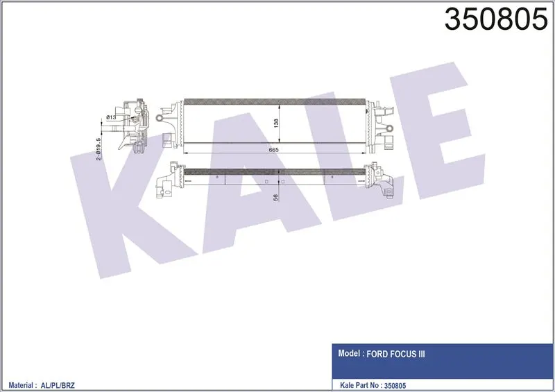 KALE RADYATOR TURBO RADYATÖRÜ INTERCOOLER KALE 350805
