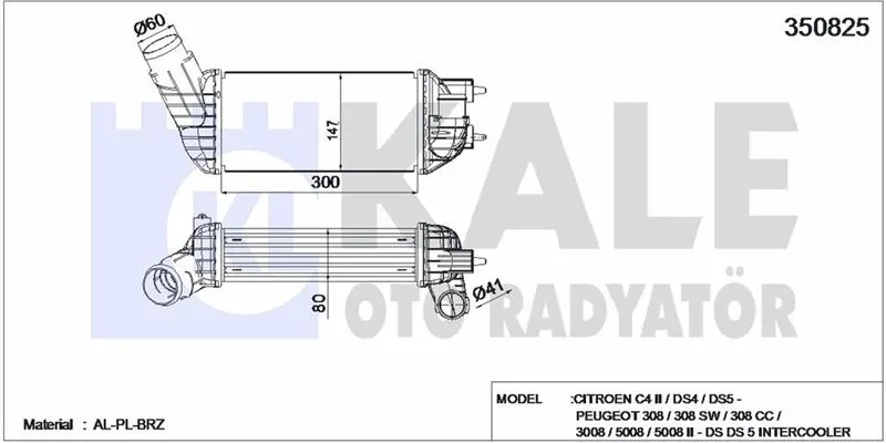 KALE RADYATOR TURBO RADYATÖRÜ INTERCOOLER KALE 350825