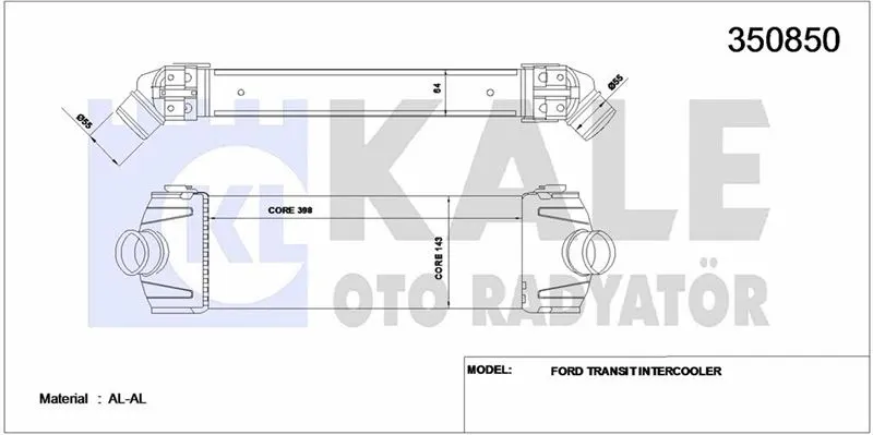 KALE RADYATOR TURBO RADYATÖRÜ INTERCOOLER KALE 350850
