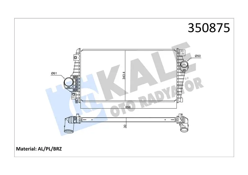 KALE RADYATOR TURBO RADYATÖRÜ INTERCOOLER KALE 350875