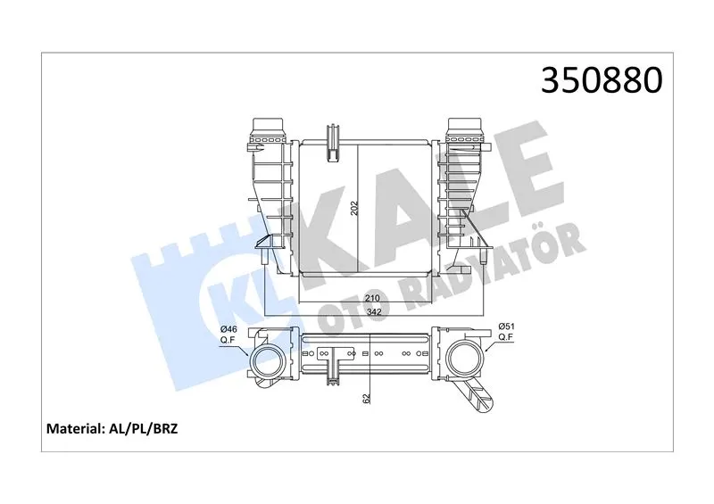 KALE RADYATOR TURBO RADYATÖRÜ INTERCOOLER KALE 350880