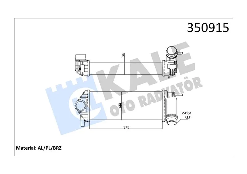 KALE RADYATOR TURBO RADYATÖRÜ INTERCOOLER KALE 350915