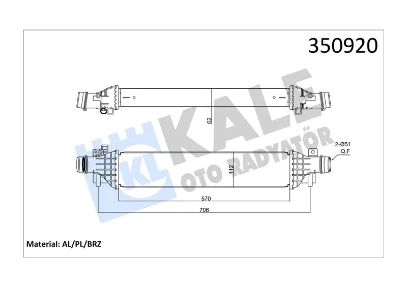 KALE RADYATOR TURBO RADYATÖRÜ INTERCOOLER KALE 350920