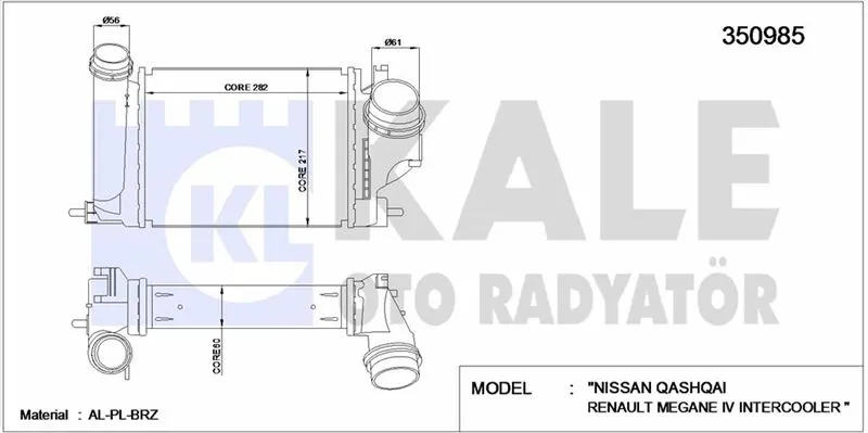 KALE RADYATOR TURBO RADYATÖRÜ INTERCOOLER KALE 350985