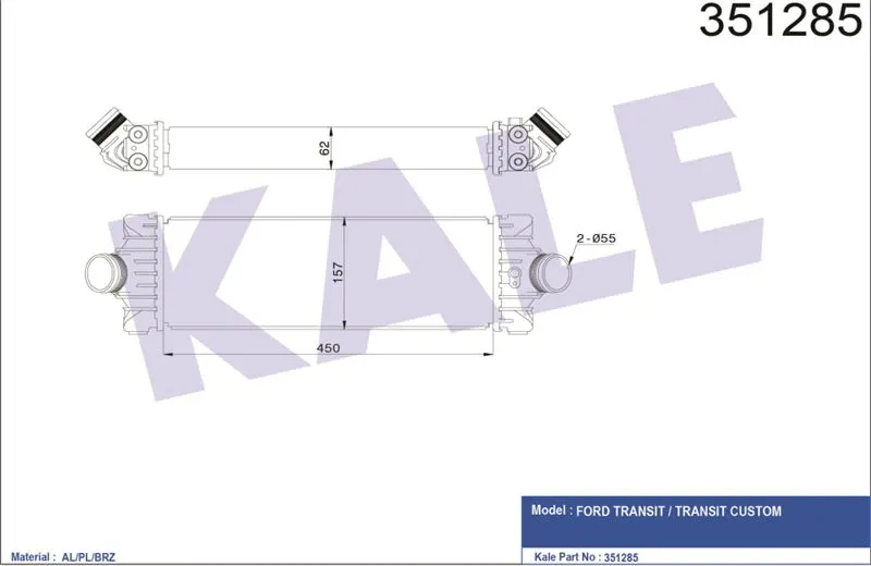 KALE RADYATOR TURBO RADYATÖRÜ INTERCOOLER KALE 351285