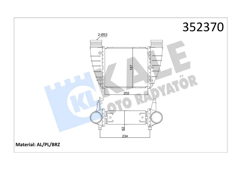 KALE RADYATOR TURBO RADYATÖRÜ INTERCOOLER KALE 352370