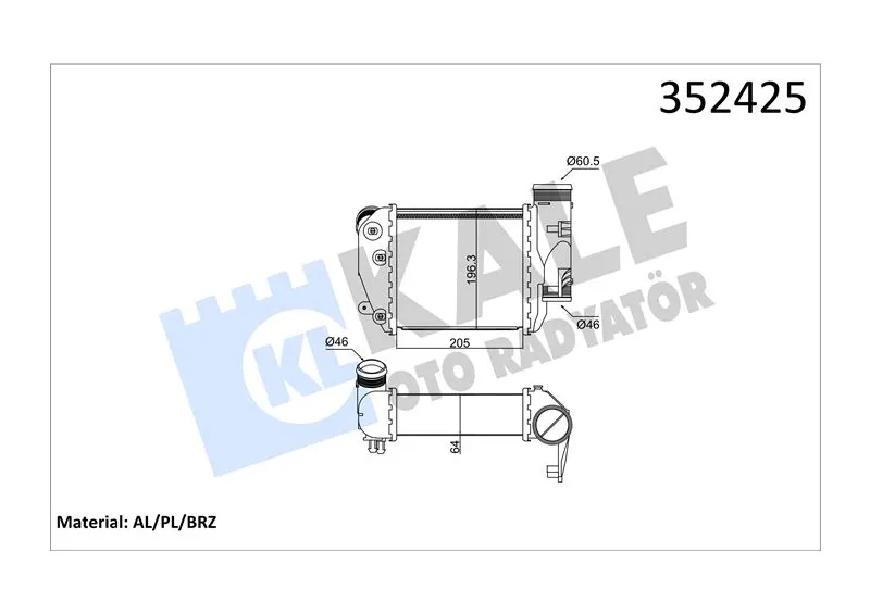KALE RADYATOR TURBO RADYATÖRÜ INTERCOOLER KALE 352425