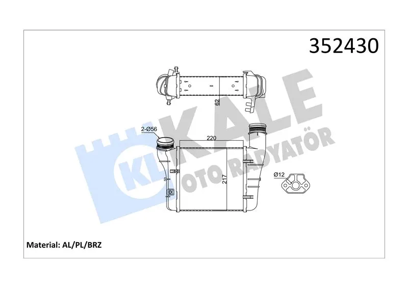 KALE RADYATOR TURBO RADYATÖRÜ INTERCOOLER KALE 352430