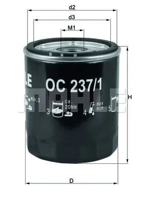 MAHLE FILTRE YAĞ FİLTRESİ MAHLE OC237/1