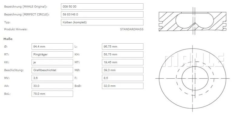 MAHLE MOTOR PİSTON + SEGMAN MAHLE 0095000