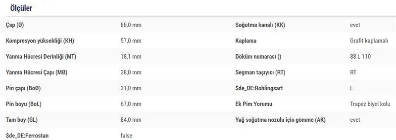 MAHLE MOTOR PİSTON + SEGMAN MAHLE 0098600