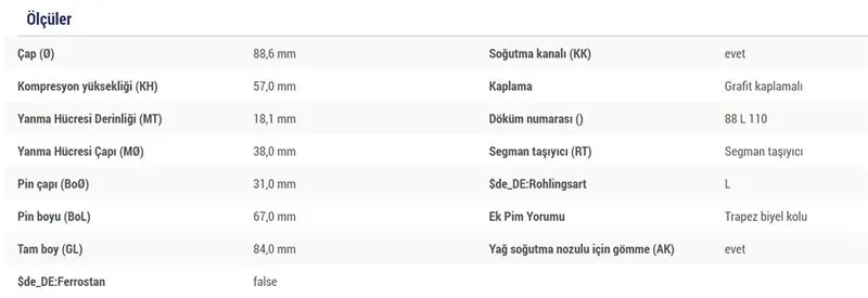 MAHLE MOTOR PİSTON + SEGMAN MAHLE 0098601