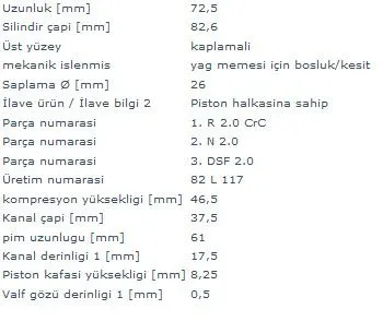 MAHLE MOTOR PİSTON + SEGMAN MAHLE 0101502