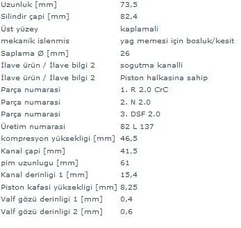 MAHLE MOTOR PİSTON + SEGMAN MAHLE 0101601