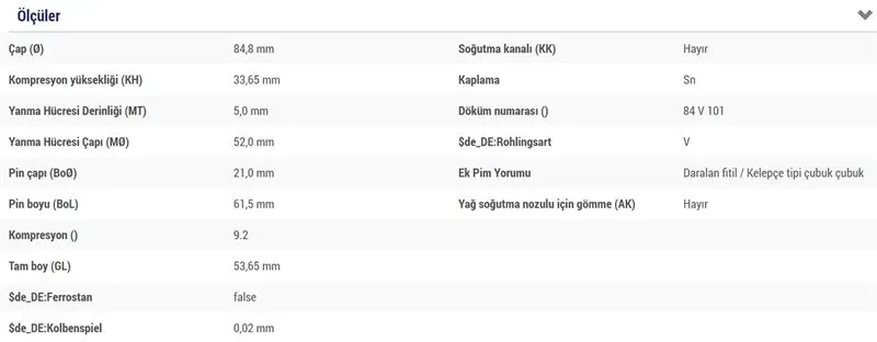 MAHLE MOTOR PİSTON + SEGMAN MAHLE 0116200