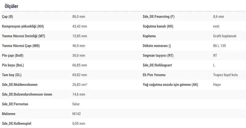 MAHLE MOTOR PİSTON + SEGMAN MAHLE 0160700