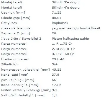MAHLE MOTOR PİSTON + SEGMAN MAHLE 0304102