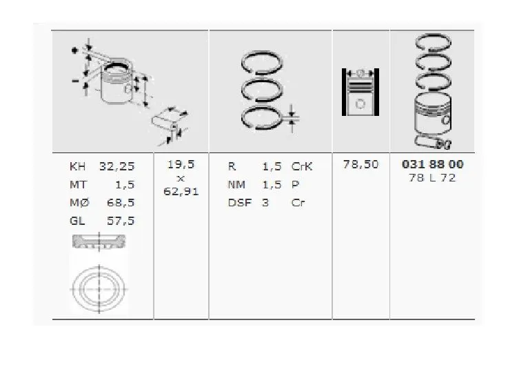 MAHLE MOTOR PİSTON + SEGMAN MAHLE 0318802