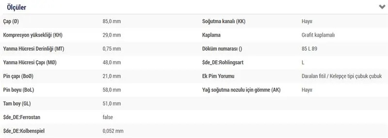 MAHLE MOTOR PİSTON + SEGMAN MAHLE 0401600