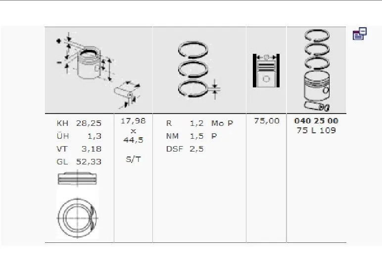 MAHLE MOTOR PİSTON + SEGMAN MAHLE 0402500