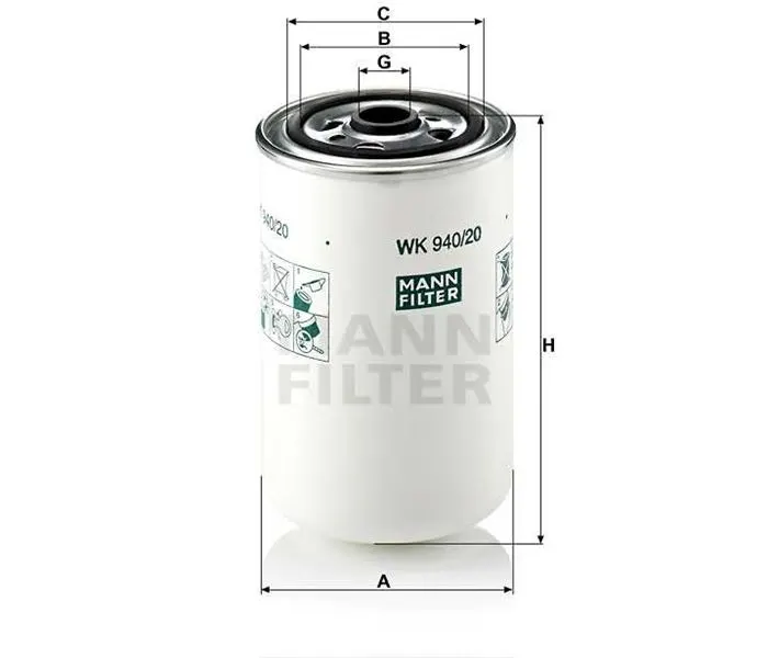 MANN - Ağır Vasıta YAKIT FİLTRESİ MANN WK940/20