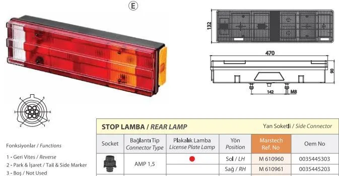 MARS - Ağır Vasıta STOP LAMBASI MARS 610961