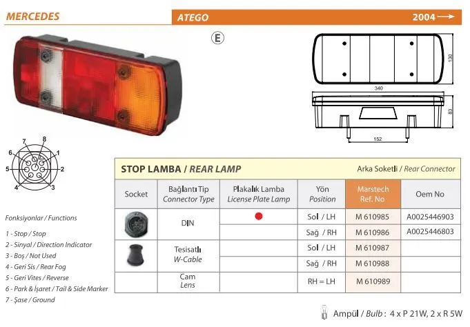 MARS - Ağır Vasıta STOP LAMBASI MARS 610985