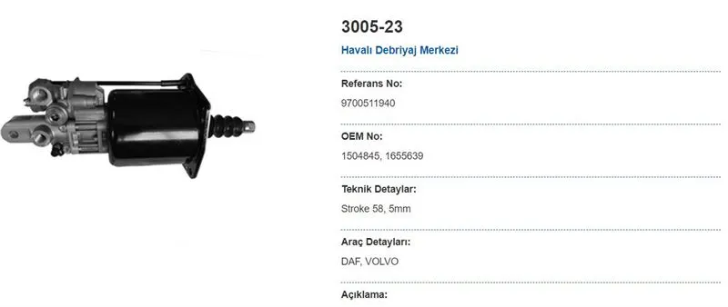 MAY FREN - Ağır Vasıta DEBRİYAJ MERKEZİ VE PARÇALARI MAY 3005-23