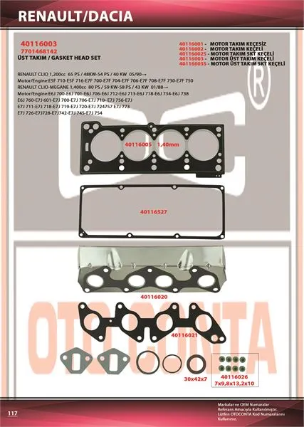 OTO CONTA MOTOR TAKIM CONTA OC 40116003