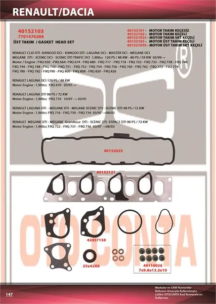 OTO CONTA MOTOR TAKIM CONTA OC 40152103