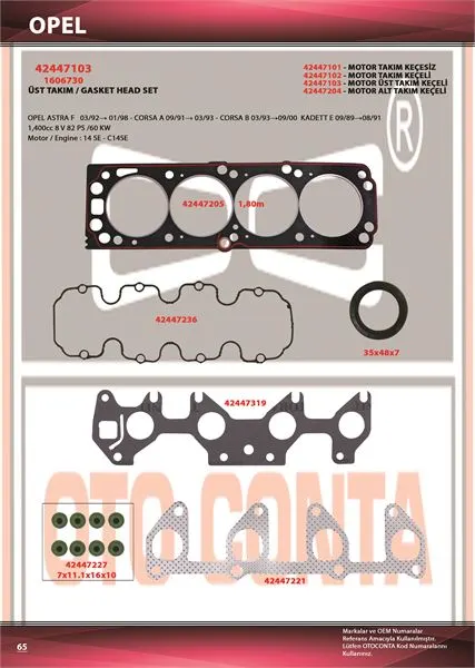 OTO CONTA MOTOR TAKIM CONTA OC 42447103