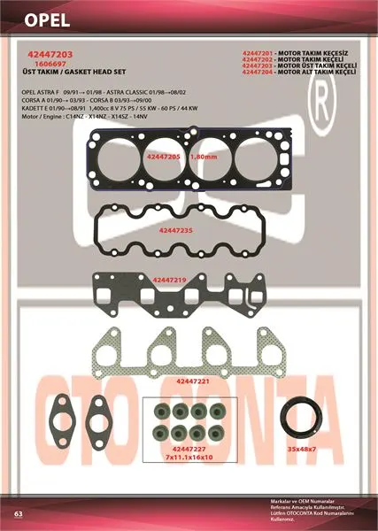 OTO CONTA MOTOR TAKIM CONTA OC 42447203