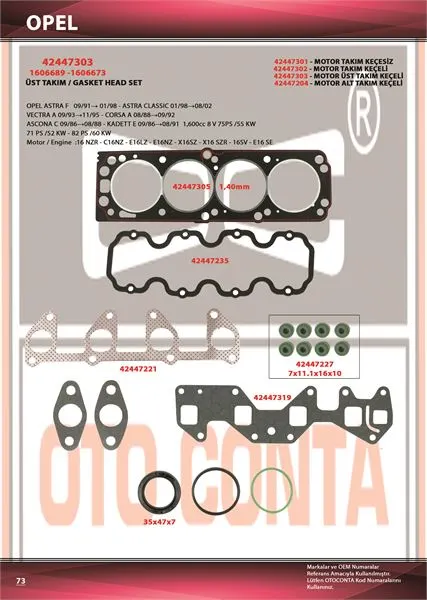 OTO CONTA MOTOR TAKIM CONTA OC 42447303