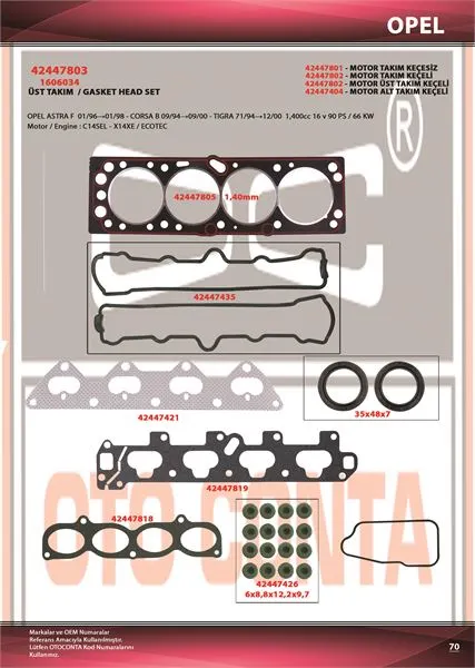 OTO CONTA MOTOR TAKIM CONTA OC 42447803