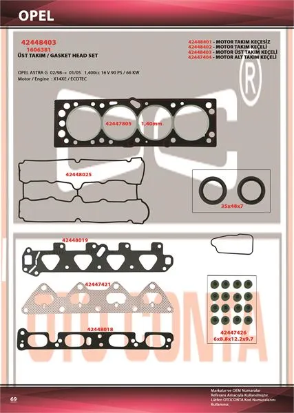 OTO CONTA MOTOR TAKIM CONTA OC 42448403