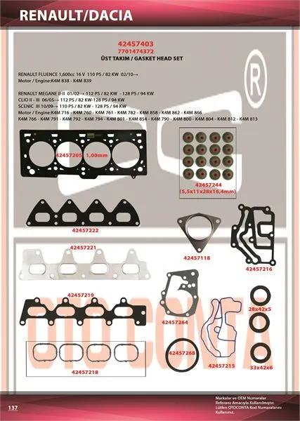 OTO CONTA MOTOR TAKIM CONTA OC 42457403