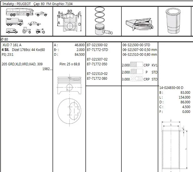 PİSTON + SEGMAN YENMAK 31-03876-050