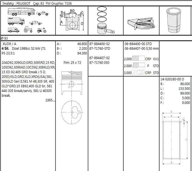 PİSTON + SEGMAN YENMAK 31-03879-050