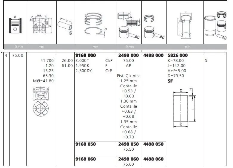 PİSTON + SEGMAN YENMAK 31-04498-000