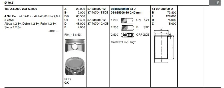 SEGMAN GOETZE 68359003G