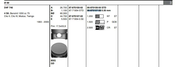 SEGMAN GOETZE 68701075G