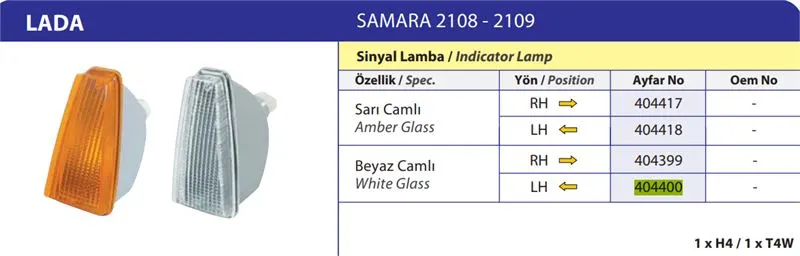 SİNYAL LAMBASI AYFAR 404400
