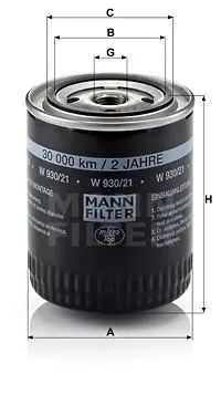 YAĞ FİLTRESİ MANN W930/21
