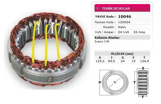 YAVUZ - Ağır Vasıta ALTERNATÖR STATÖR YAVUZ 10 046